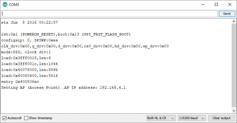 Testing the ESP8266 Server Serial Monitor Arduino IDE