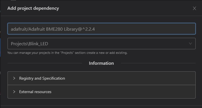 Add project dependency pioarduino VS Code