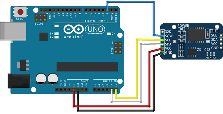 Arduino with DS3231 Circuit Diagram