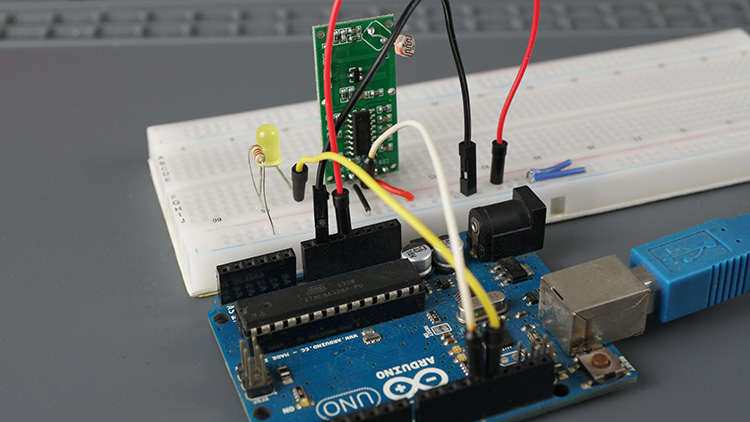 Arduino with RCWL-0516 breadboard circuit