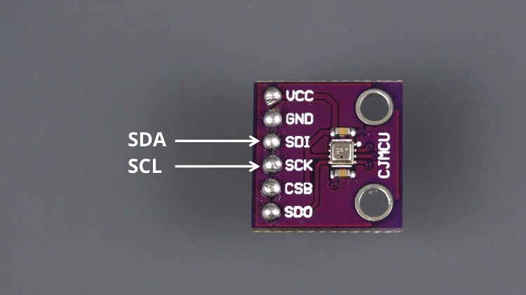 BME280 sensor I2C SDA (SDI) and SCL (SCK) pins