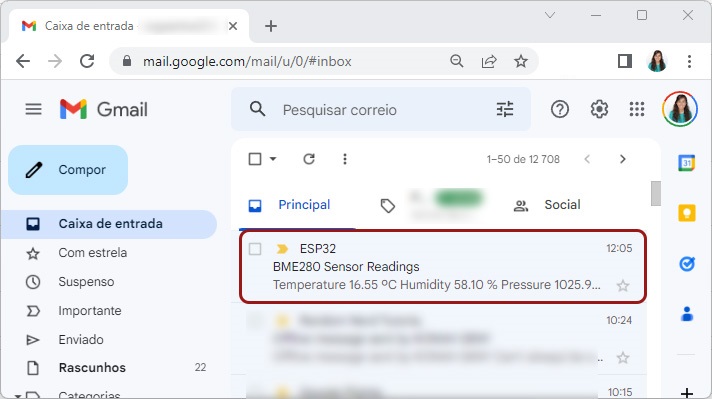 email sent from EPS32 ESP8266 NodeMCU using MicroPython inbox