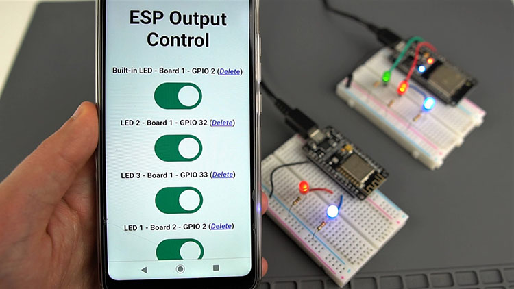 Control ESP32 ESP8266 GPIOs from Anywhere in the World dashboard demonstration