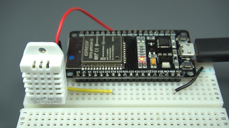 ESP32 DHT11 DHT22 Temperature and Humidity Arduino IDE Circuit Schematic