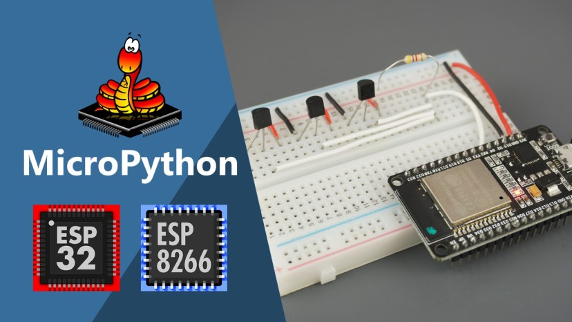 MicroPython DS18B20 Temperature Sensor with ESP32 and ESP8266 (Single sensor, Multiple sensors and Web Server example)