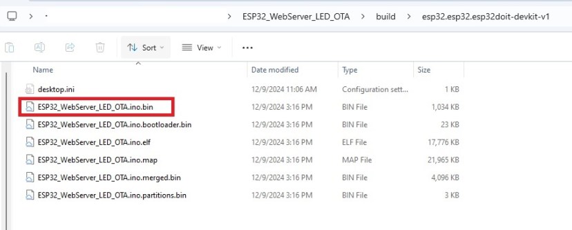 bin file for ESP32 OTA updates