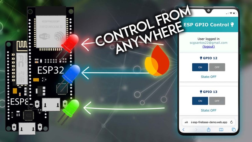 Control ESP32 or ESP8266 NodeMCU GPIOs from Anywhere Firebase Web App