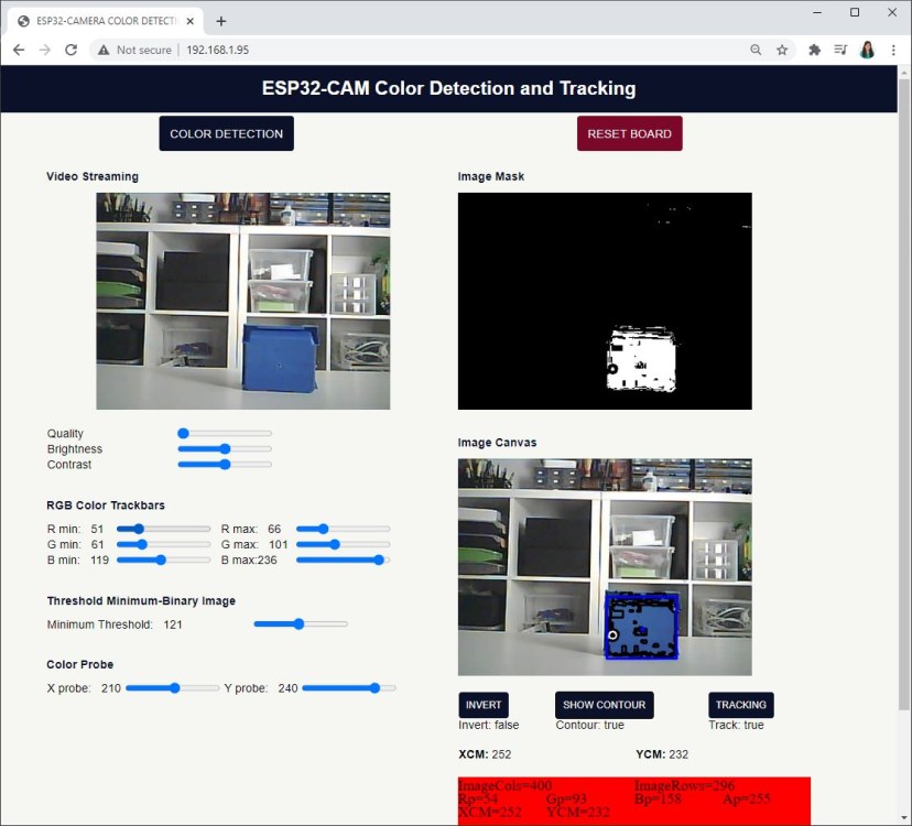 ESP32-CAM Color Tracking Web Server Preview