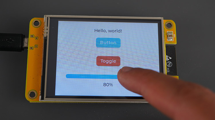 ESP32 Cheap Yellow Display Board CYD TFT Display Touchscreen LVGL Library Example Move Slider