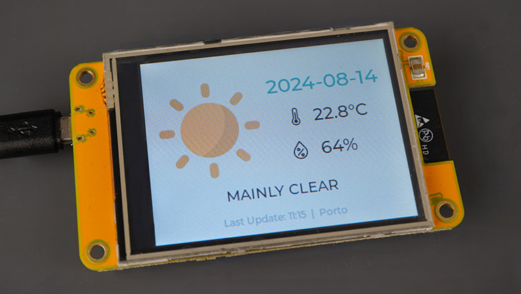 ESP32 CYD Cheap Yellow Display LVGL Weather Station Description Temperature Humidity Demonstration Screen