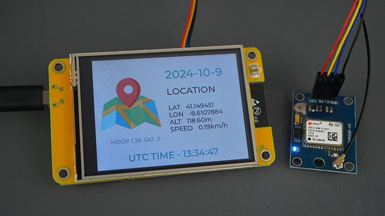 ESP32 CYD LVGL Display GPS Location Date Time Demonstration