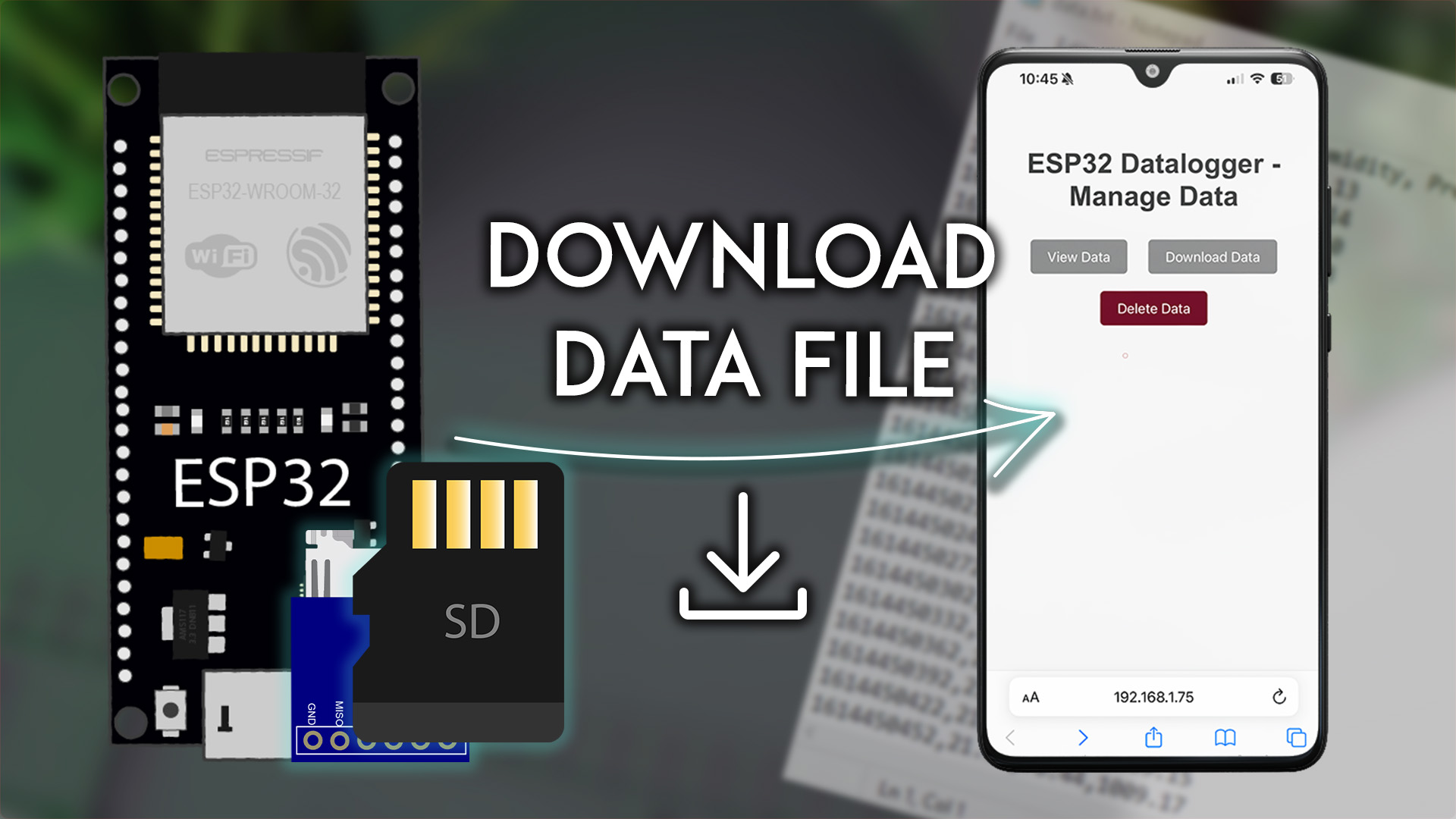 ESP32 Datalogger Download Data File via Web Server Arduino IDE