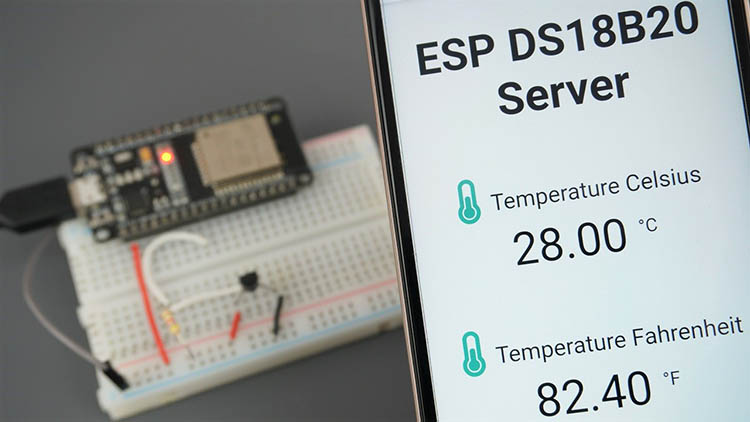 Display DS18B20 Temperature Readings in ESP32 Web Server using Arduino IDE