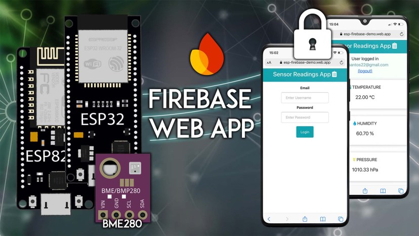 ESP32 ESP8266 NodeMCU Firebase Web App to Display Sensor Readings with Authentication