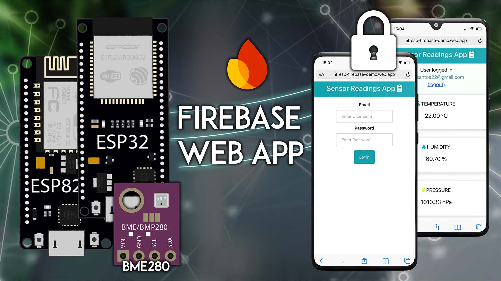 ESP32 ESP8266 NodeMCU Firebase Web App to Display Sensor Readings with Authentication