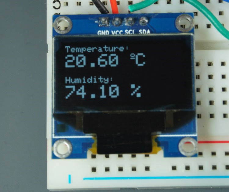 DHT11 DHT22 sensor display temperature humidity readings in OLED display ESP8266 ESP32 using Arduino IDE