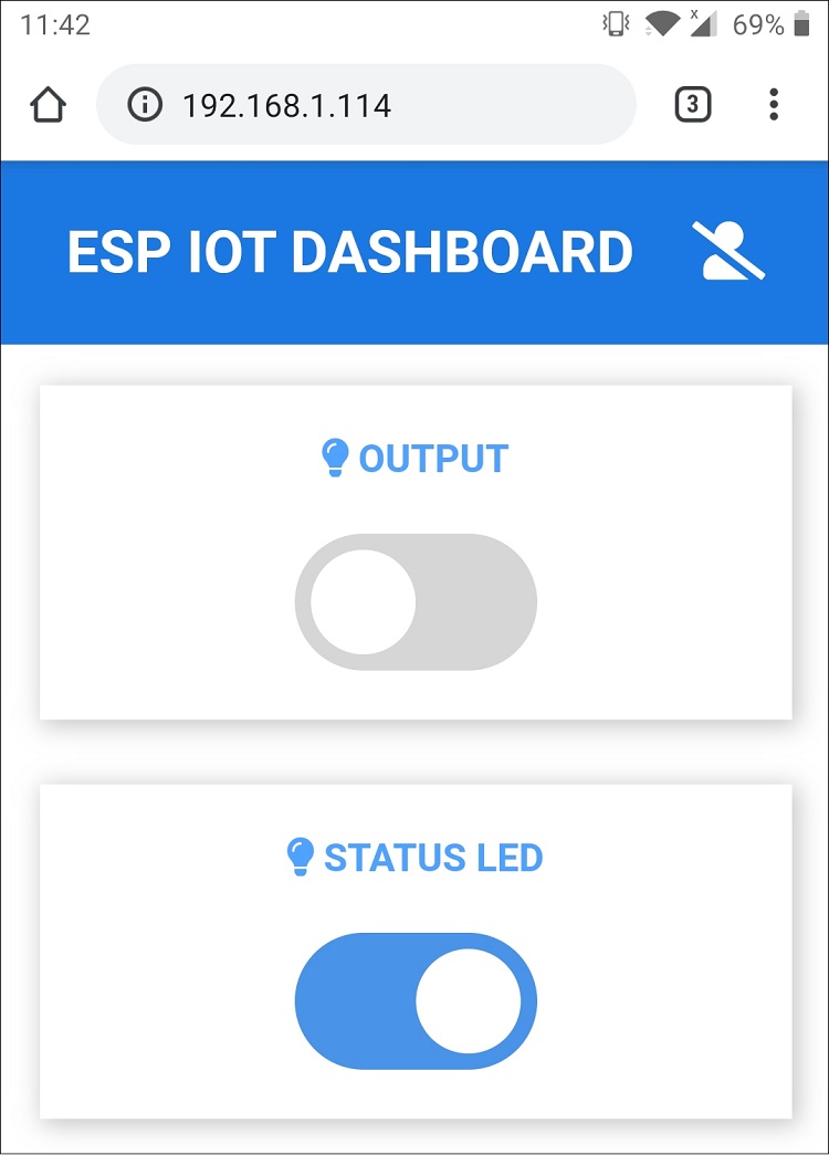ESP32 IOT dashboard web server control outputs