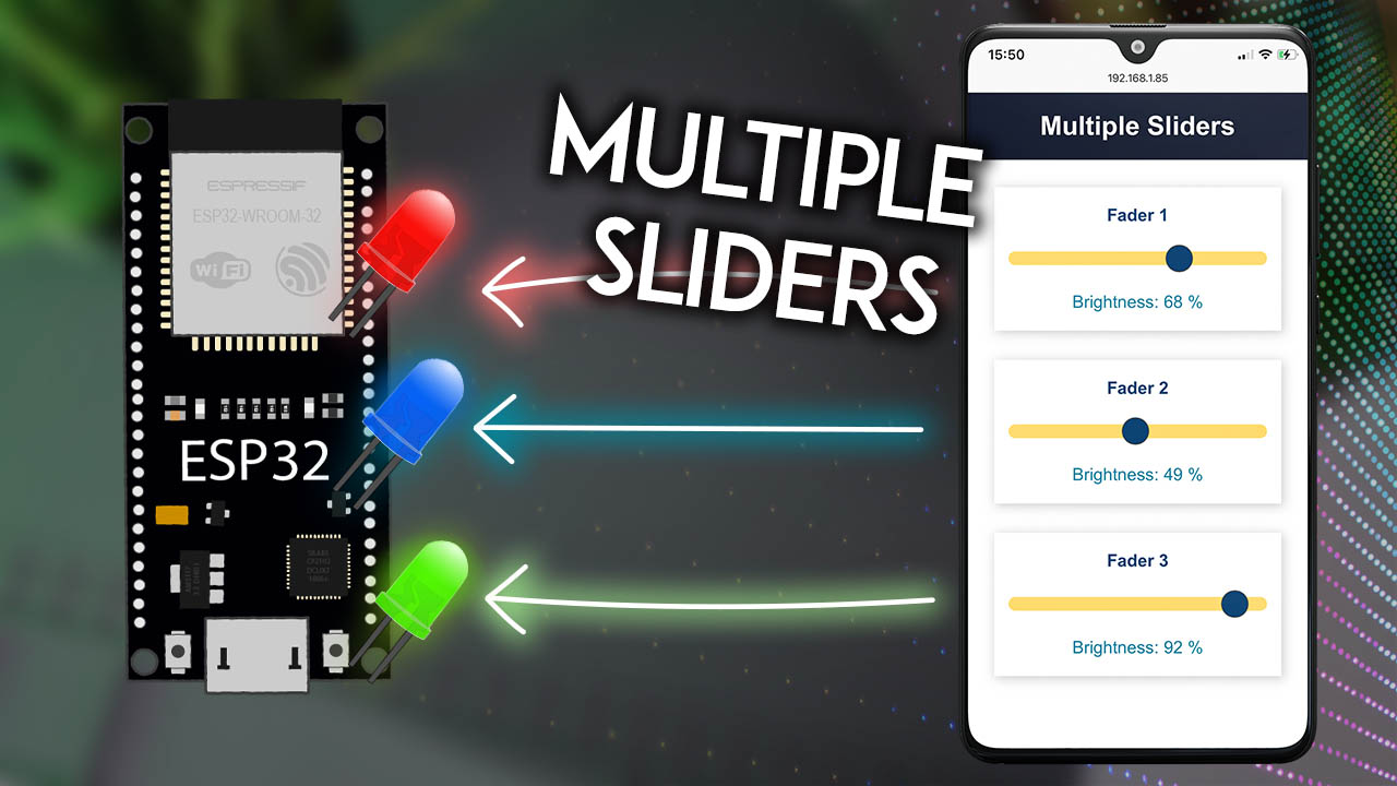 ESP32 Web Server WebSocket with Multiple Sliders: Control LEDs Brightness PWM