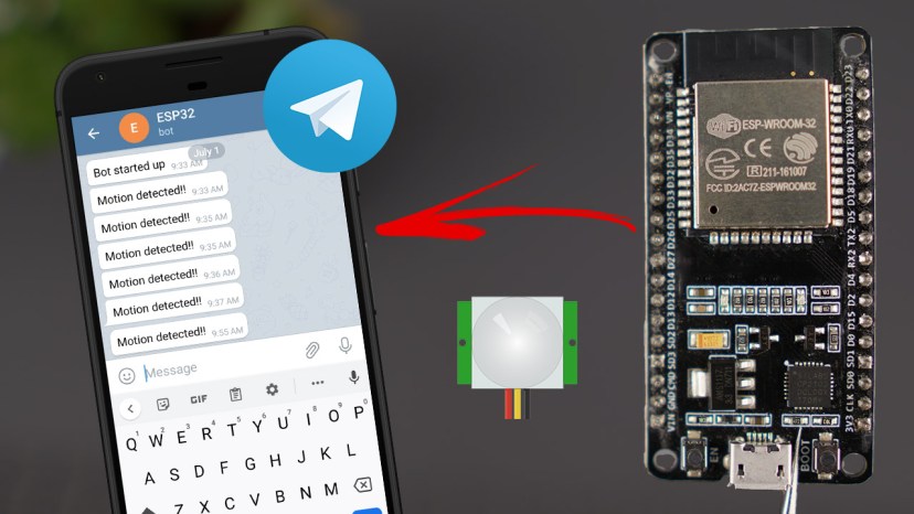 ESP32 PIR Motion Sensor Telegram Send Message Notification Arduino