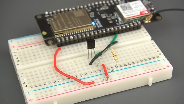 T-Call ESP32 SIM800L DS18B20 Temperature Sensor Circuit