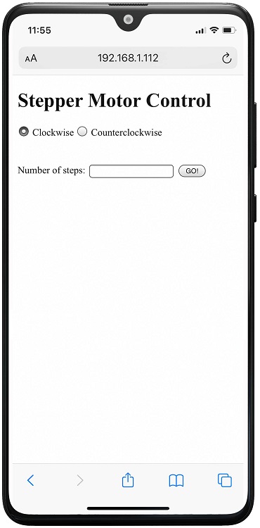 ESP32 ESP8266 Control Stepper Motor Web Server HTML Form no CSS Simple