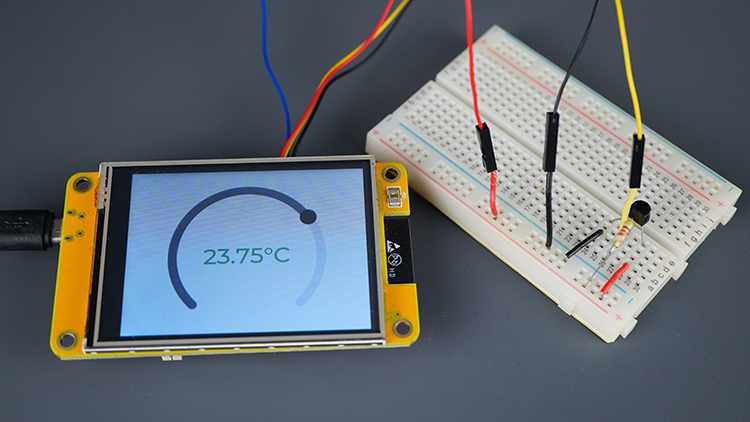 ESP32 TFT Cheap Yellow Display LVGL DS18B20 Temperature Arduino IDE