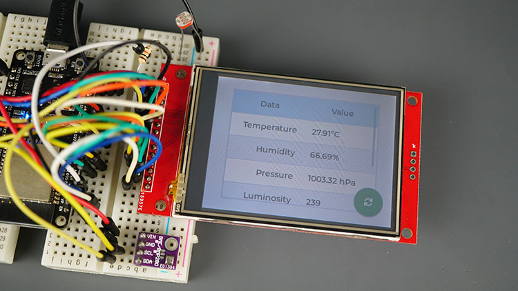 ESP32 TFT Display BME280 Sensor Data Table Demonstration Refresh Update Values