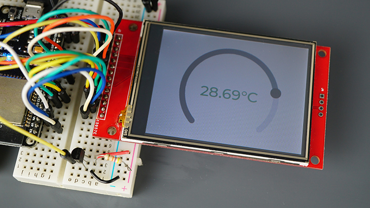 ESP32 TFT Display LVGL DS18B20 Temperature Arduino IDE