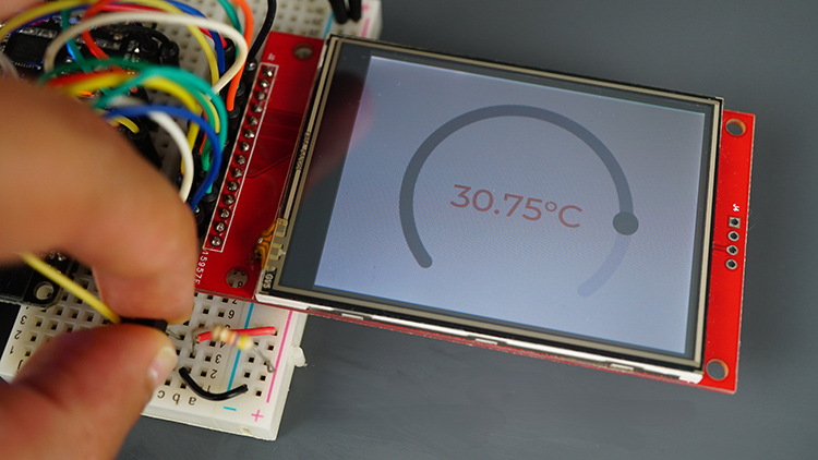 ESP32 TFT Display LVGL DS18B20 Temperature High Demonstration
