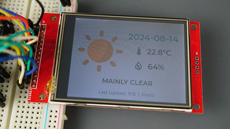 ESP32 TFT LVGL Weather Station Description Temperature Humidity Demonstration Screen