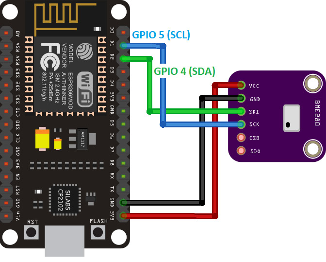 ESP8266 BME280 Wiring Schematic Diagram
