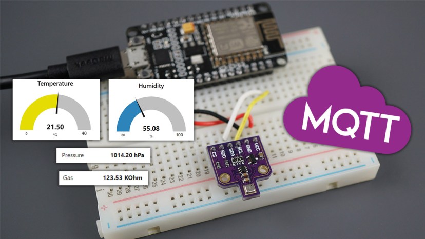 ESP8266 NodeMCU MQTT Publish BME680 Temperature Humidity Pressure and Gas Readings Arduino IDE
