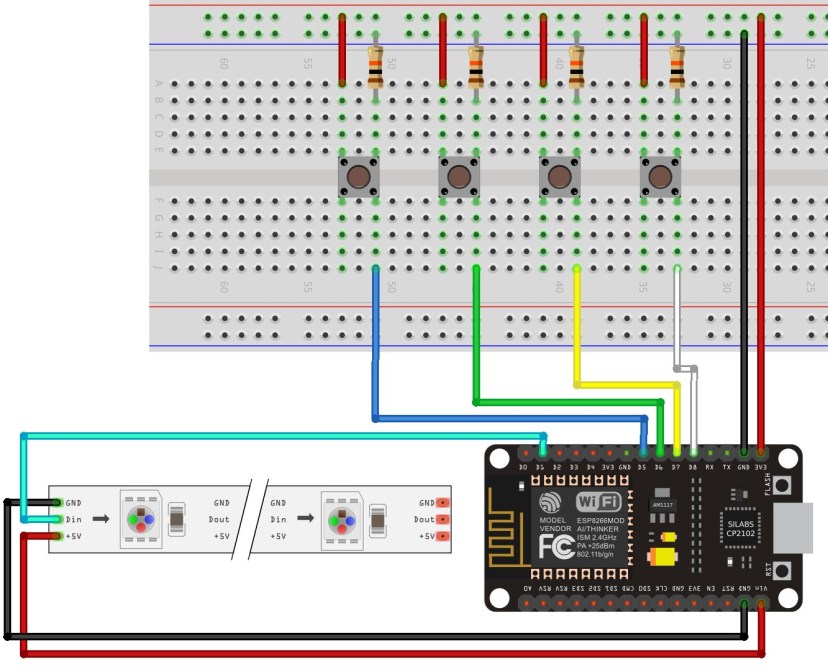 esp8266 neopixel pushbutton ws2812b project