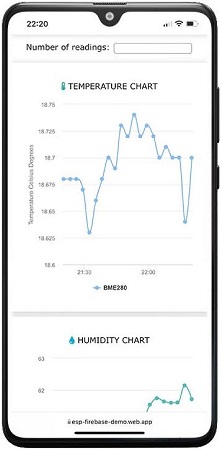 Firebase Web app Sensor readings table with all data