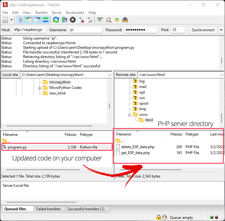 MicroPython OTA Updates Filezilla
