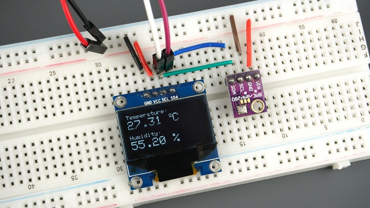 Display BME280 readings on I2C OLED display - two I2C peripherals on the same bus
