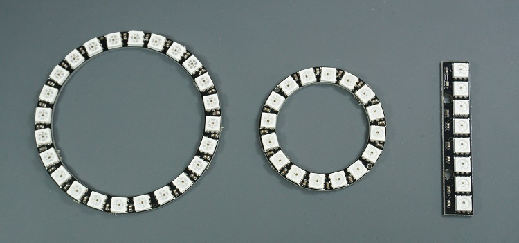 WS2812B addressable RGB LEDs Strips, rings, PCB sticks