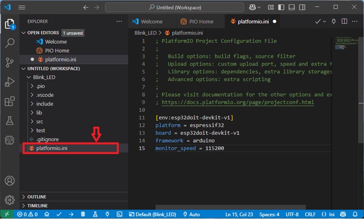 platform.ini file pioarduino