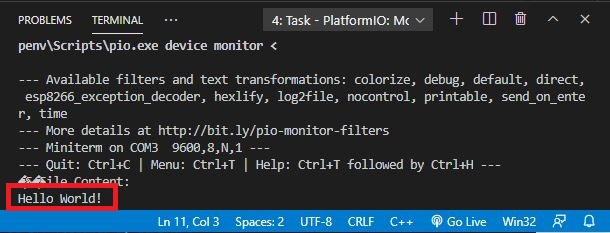 Reading File Content LittleFS ESP8266 VS Code PlatformIO