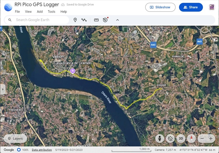Rpi Pico with NEO-M8N GPS Logger - Display path on Google Earth