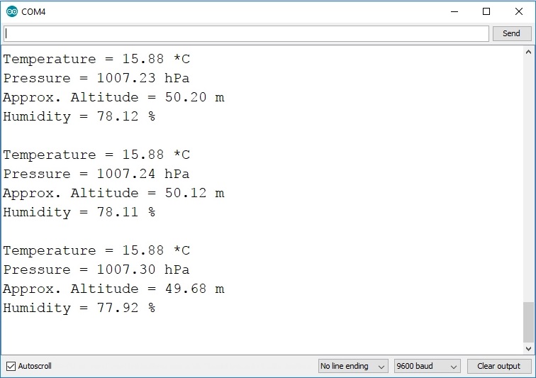 Demonstration Temperature, Humidity, and Pressure BME280 with Arduino IDE