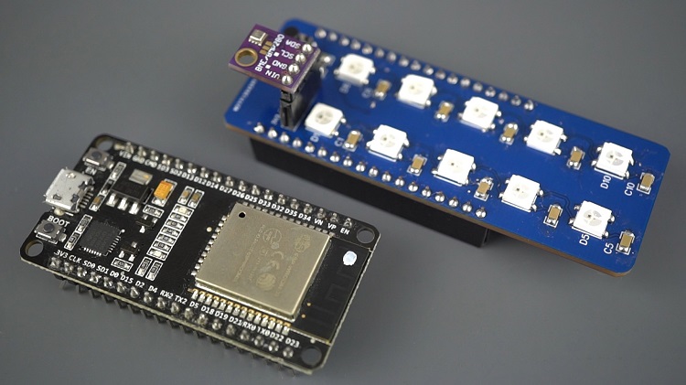 ESP32 Status Indicator and Sensor Shield PCB