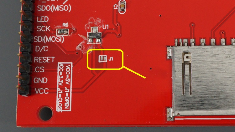 TFT LCD Touchscreen display J1 connection