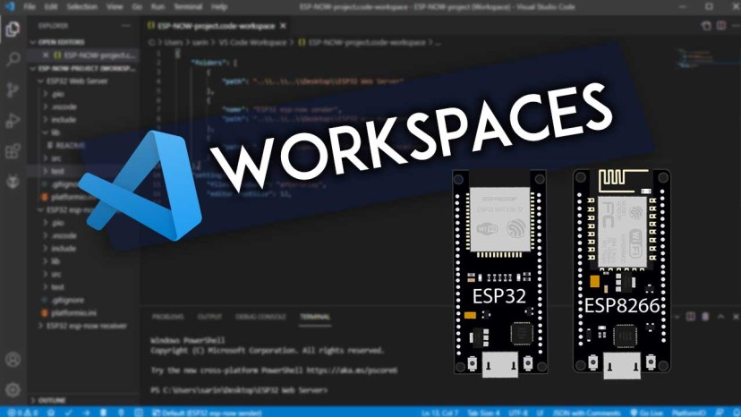 VS Code Workspaces with ESP32 and ESP8266 NodeMCU Projects