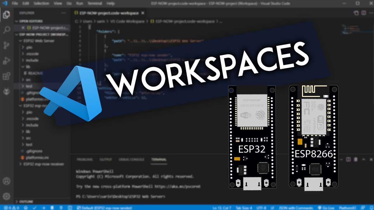 VS Code Workspaces with ESP32 and ESP8266 NodeMCU Projects