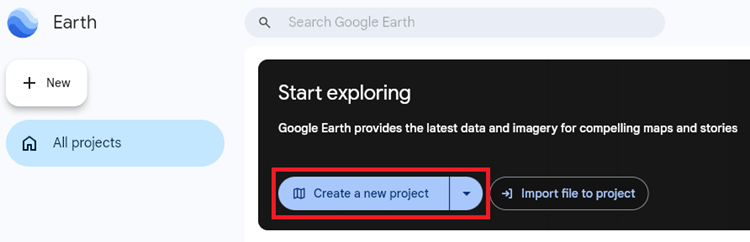 Google Earth - Create Project
