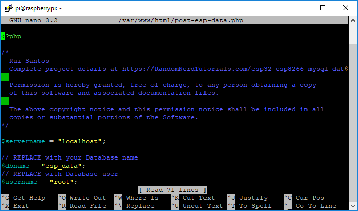 Raspberry Pi Saved file post esp data PHP