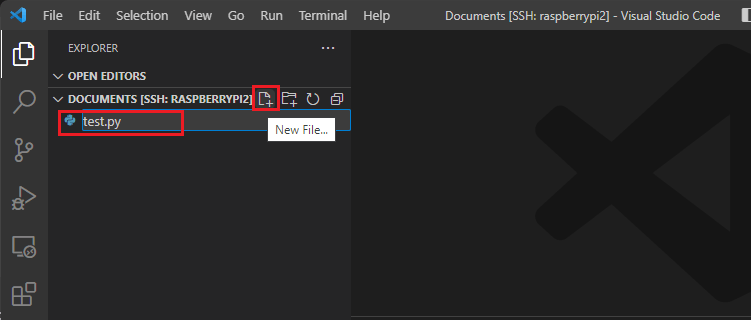 Create a New Python File in the Raspberry Pi Remotely using VS Code