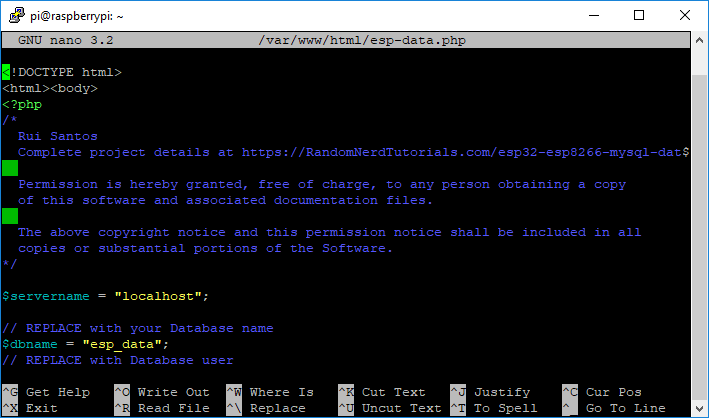 Raspberry Pi Saved file esp data PHP