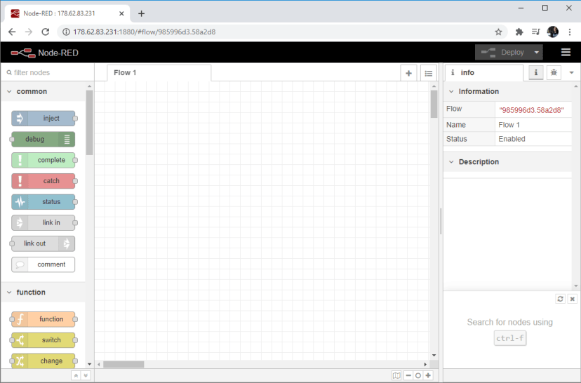 Digital Ocean Node-RED Installed testing